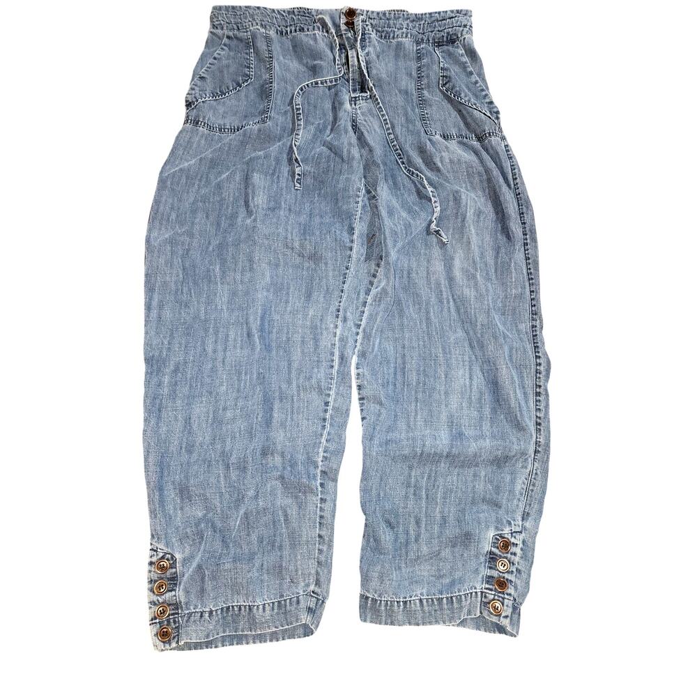 Soft Surroundings Tencel Denim Cropped Capri High Rise Pants Size Large